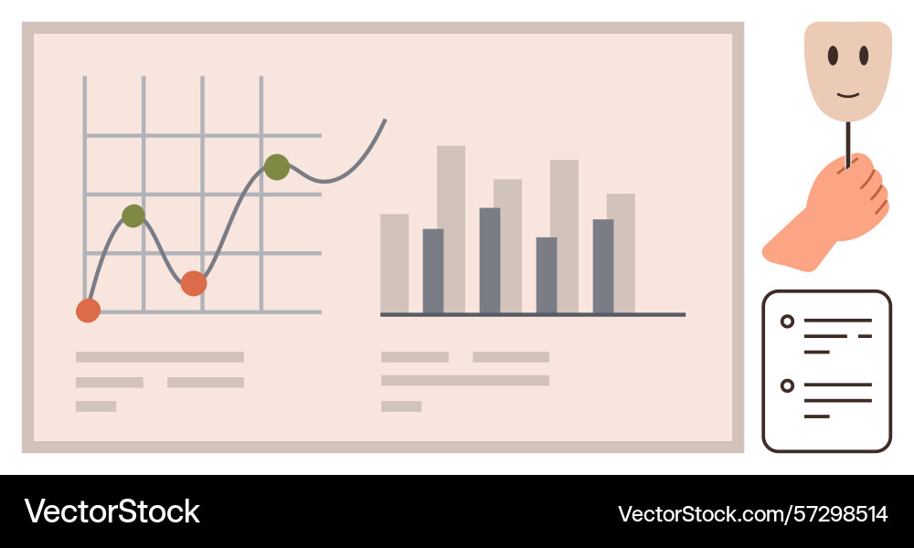 Analyzing graphs and metrics with subtle emotional Analyzing graphs and metrics with subtle emotional vector image