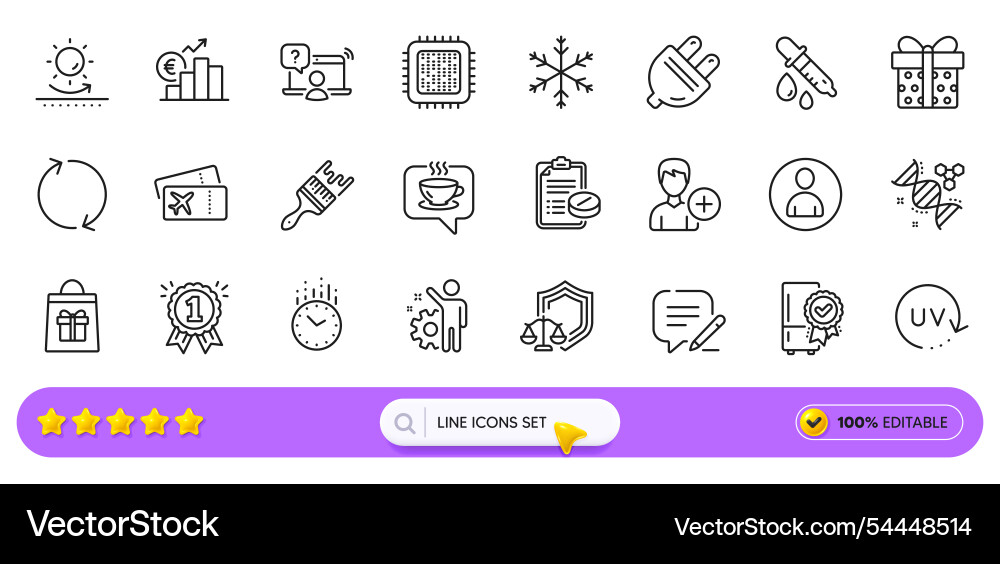 Coffee cpu processor and brush line icons for web Vector Image