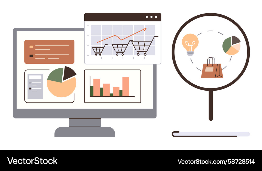E-commerce data analytics with charts and graphs Vector Image