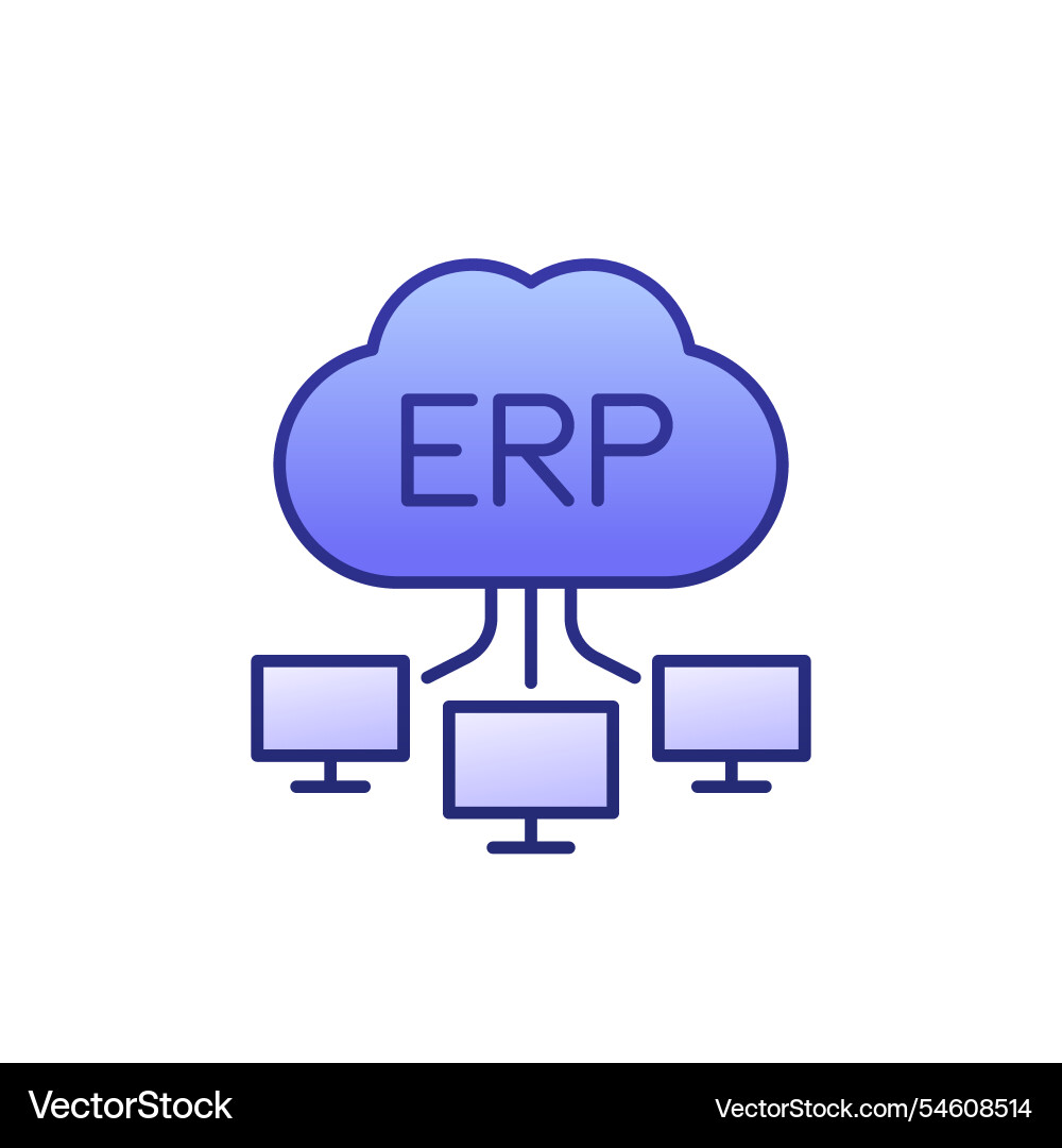 Erp software solutions icon with cloud vector image