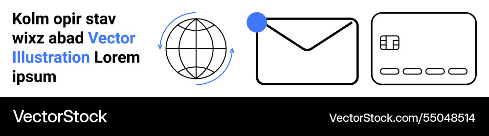 Global communication and digital transactions via Global communication and digital transactions via vector image