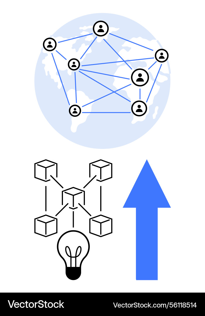 Global connections blockchain integration Global connections blockchain integration vector image