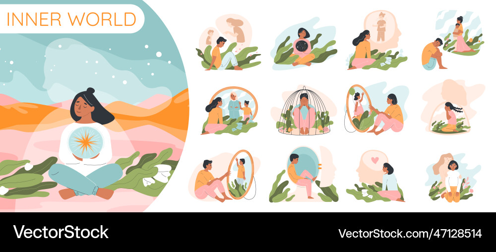 Inner world compositions set Inner world compositions set vector image