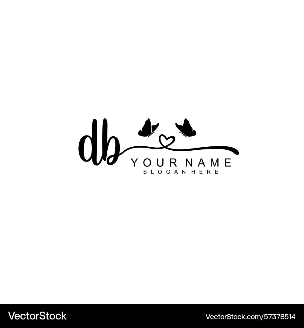 Minimalist handwritten db initial logos vector image