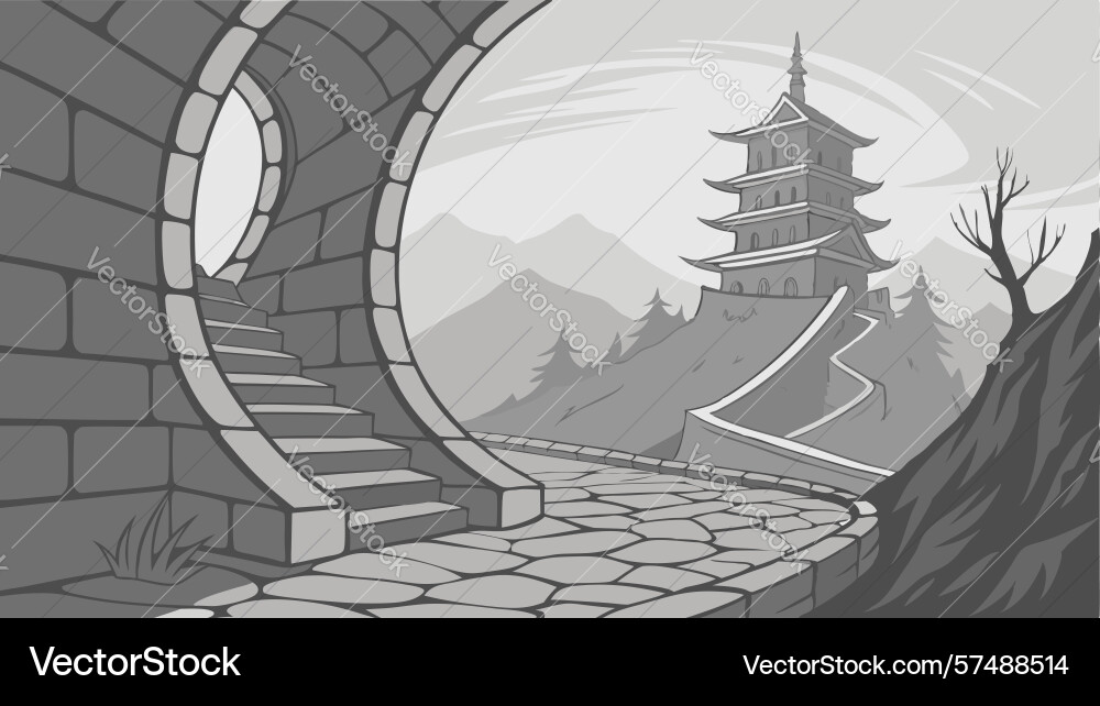 Pagoda with circular architecture design vector image