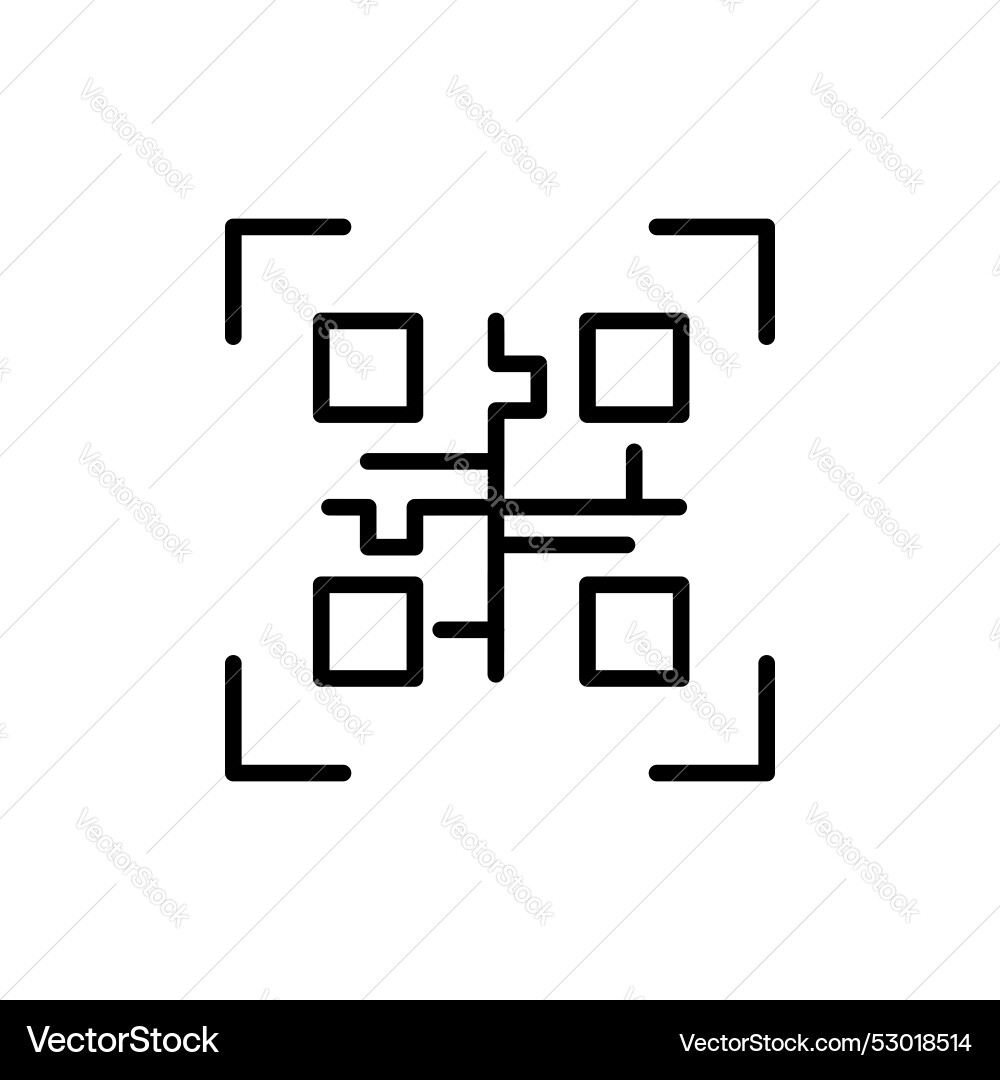 Qr code icon set scan qrcode pictogram in black Vector Image