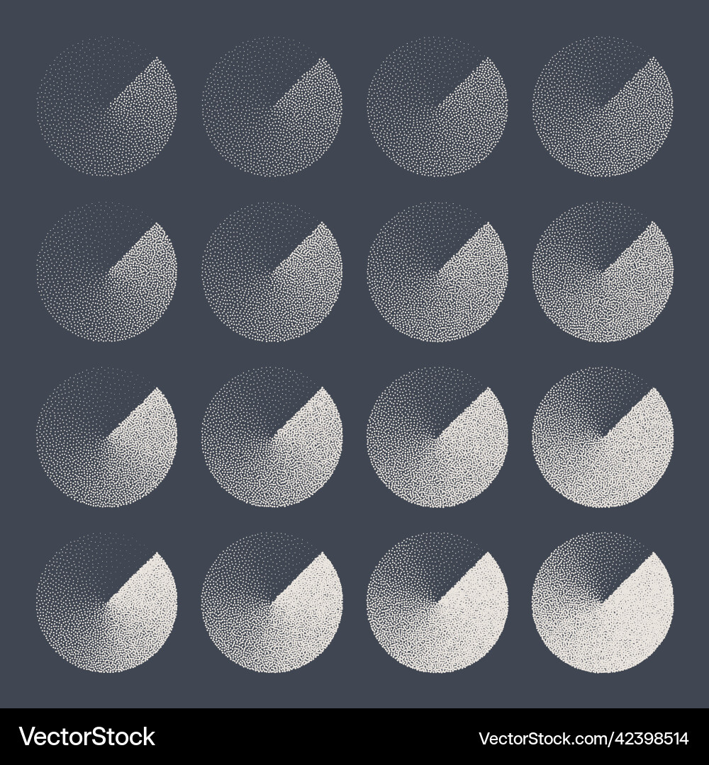 Round shaped dotted objects stipple elements Round shaped dotted objects stipple elements vector image