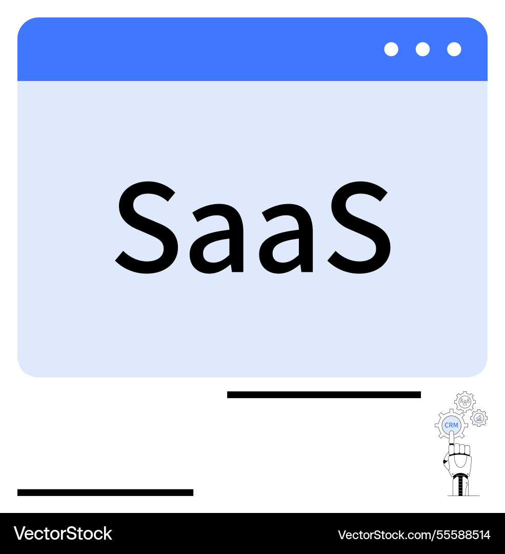 Saas concept in browser window with crm mechanism Saas concept in browser window with crm mechanism vector image