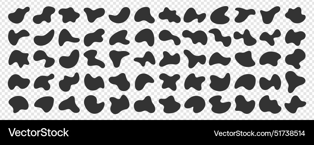 Set of black liquid blobs drops Vector Image
