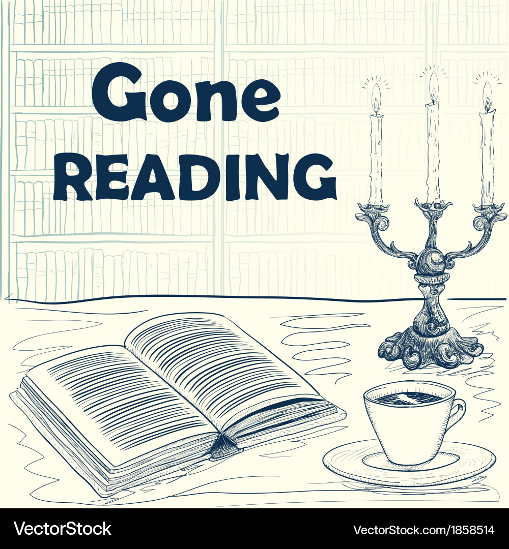 Sketch background for a library reading vector image