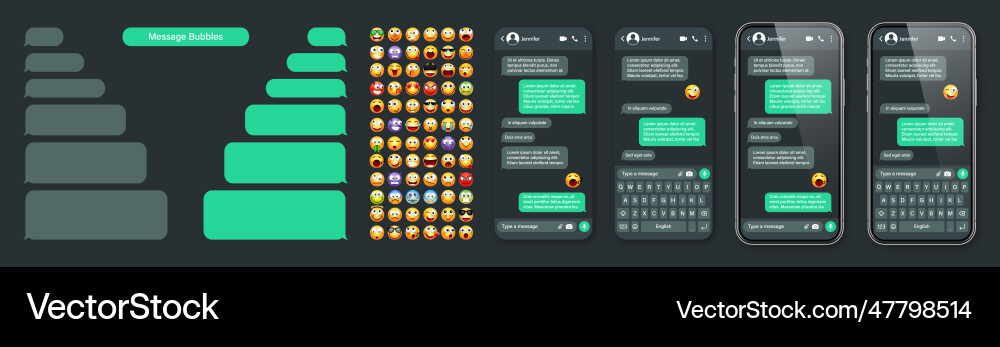 Smartphone messaging app user interface Smartphone messaging app user interface vector image