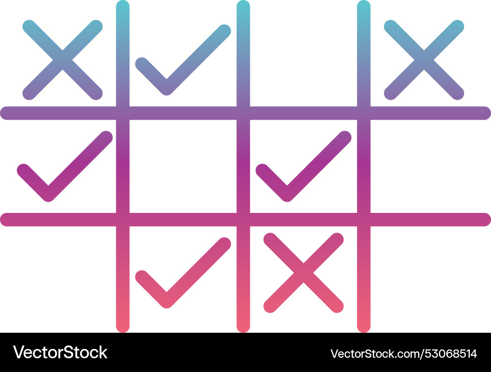 Tic tac toe line gradient design Vector Image