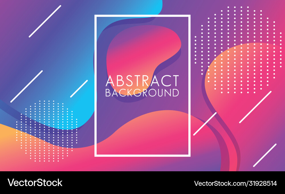 Vivid colors and fluids with square frame abstract vector image