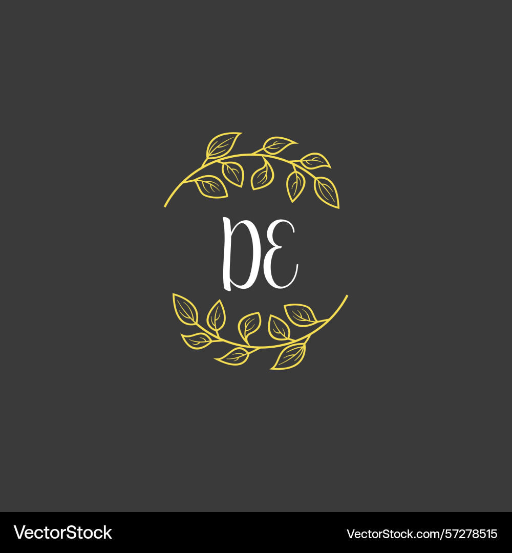 Botanical monogram logos with initial de Vector Image