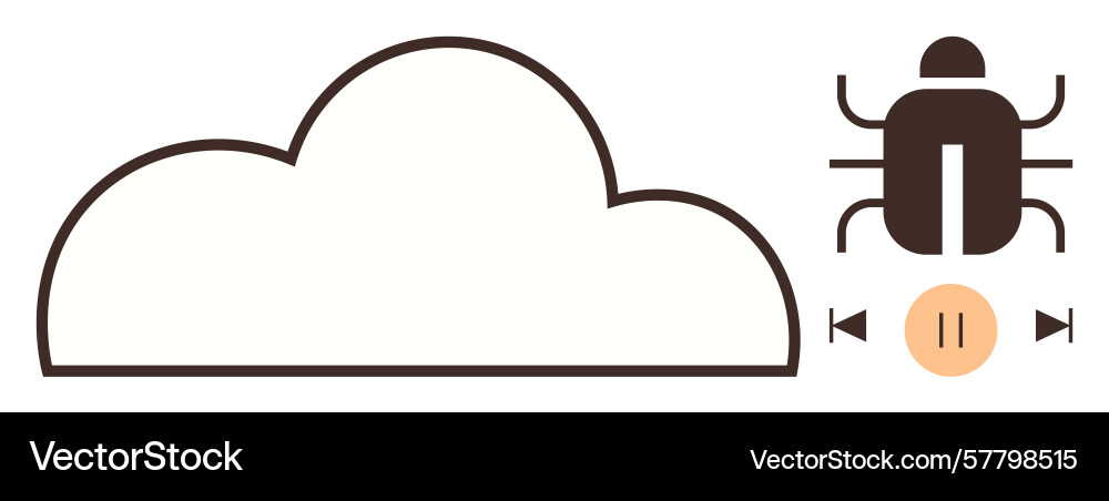 Cloud computing debugging concept with bug icon Cloud computing debugging concept with bug icon vector image