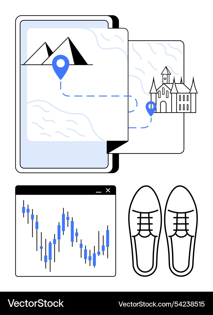 Exploring new destinations through maps charts Exploring new destinations through maps charts Vector Image