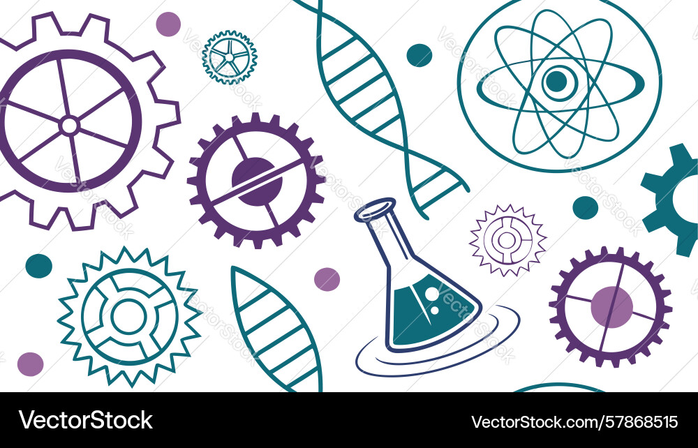 Interconnected science tech elements design Vector Image