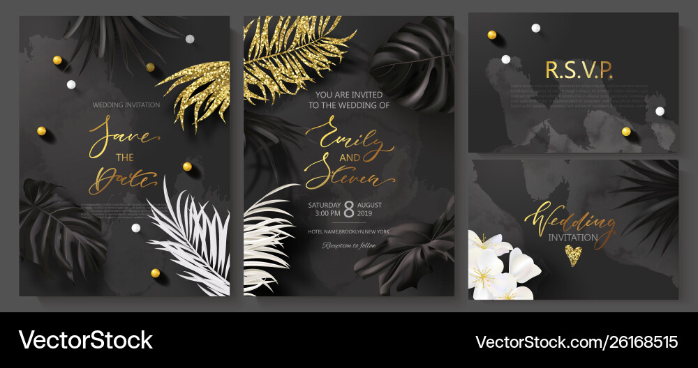 Marble Wedding Invitation with Gold Accents vector image