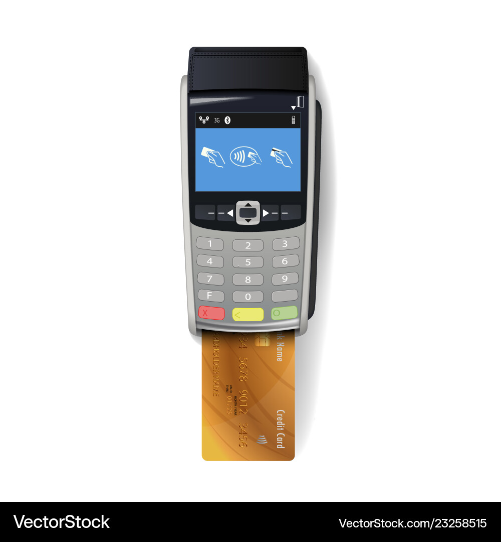 Pos terminal with credit card Vector Image