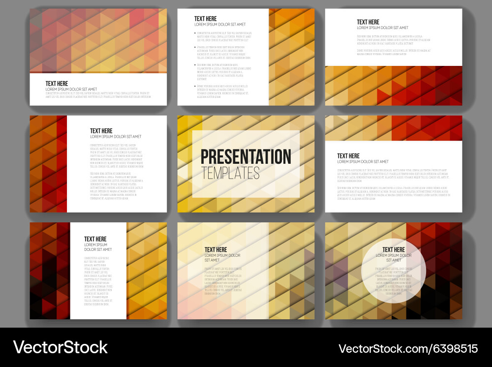 Set of 9 templates for presentation slides vector image