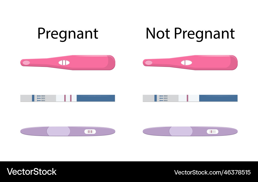 Set of different pregnancy tests with one and two Set of different pregnancy tests with one and two vector image