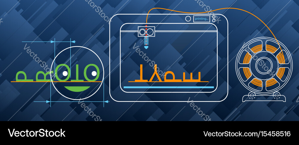 3d printing filament modeling prototype vector image