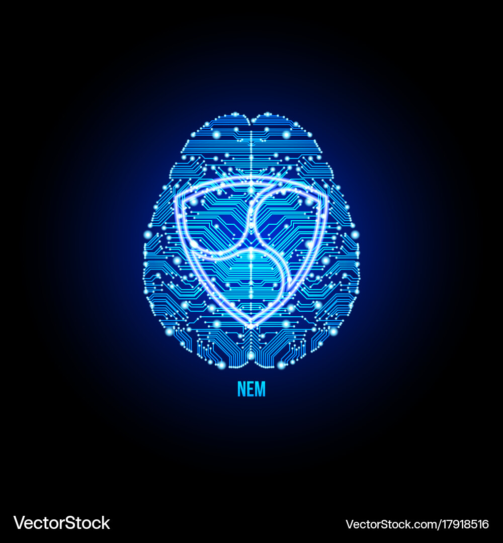 Crypto currency nem on brain background – Royalty-Free Vector | VectorStock