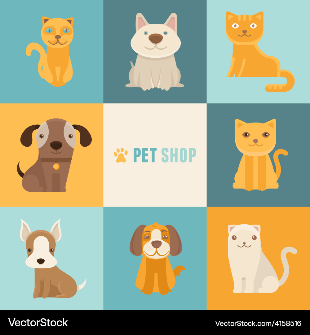 Cute Pet Shop Logo Concepts Vector Image