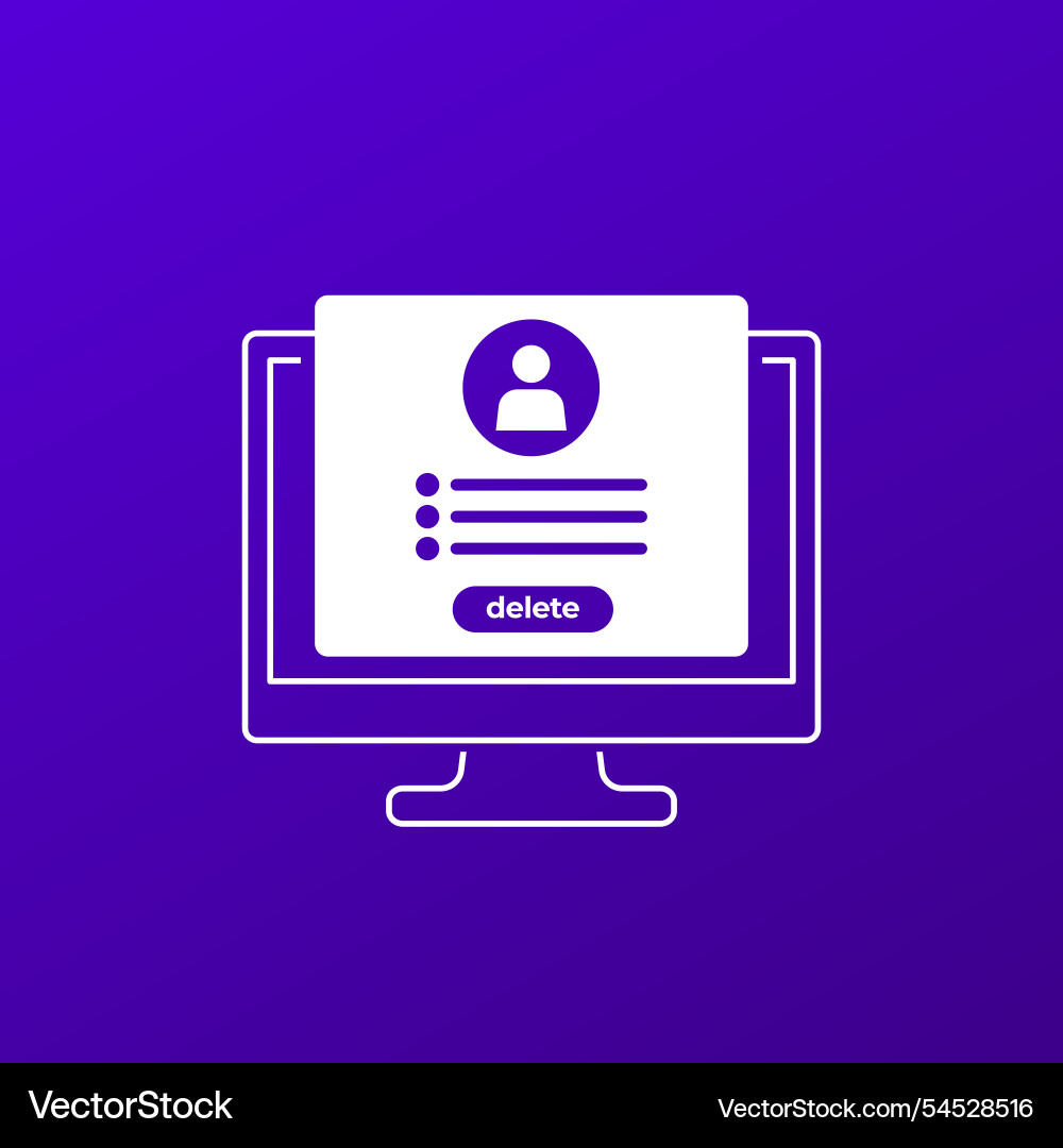 Delete profile icon with a computer vector image