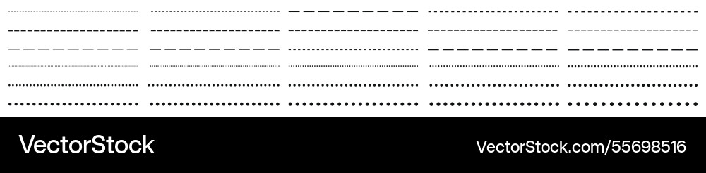 Dotted and dashed line dividers collection Vector Image