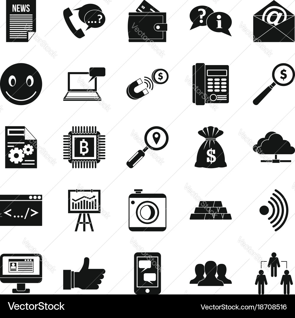 Public relation icons set simple style vector image