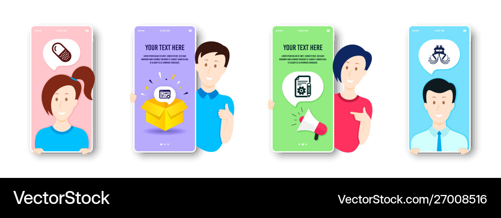 Reject web documentation and capsule pill icons Reject web documentation and capsule pill icons vector image