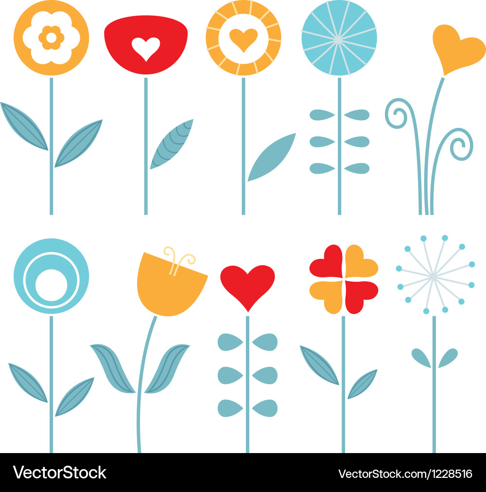 Retro Floral Spring Set Vector Image
