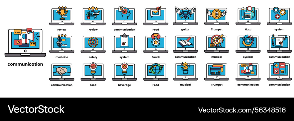 Set of in the concept computers and business Set of in the concept computers and business vector image