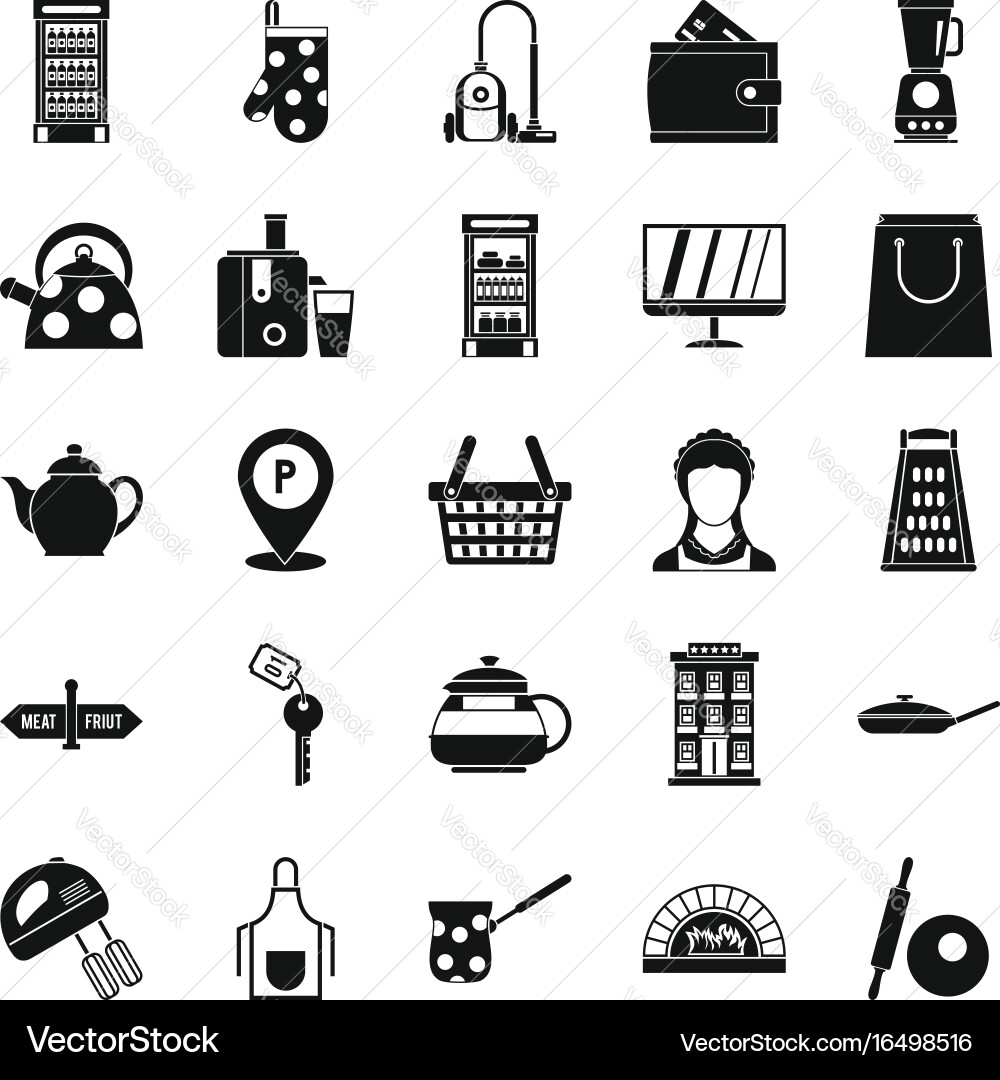 Utensil icons set simple style Vector Image