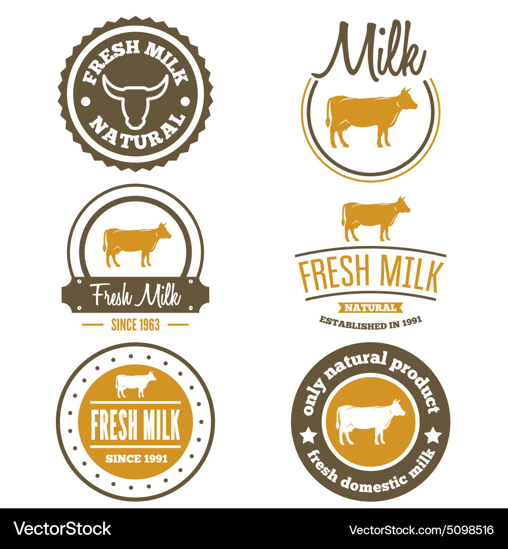 Vintage Milk Labels & Emblems Vector Image