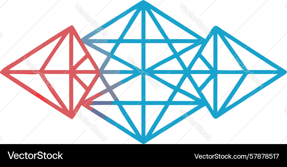 Abstract geometric network of pyramids design Vector Image