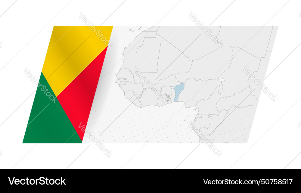 Benin map in modern style with flag Benin map in modern style with flag vector image