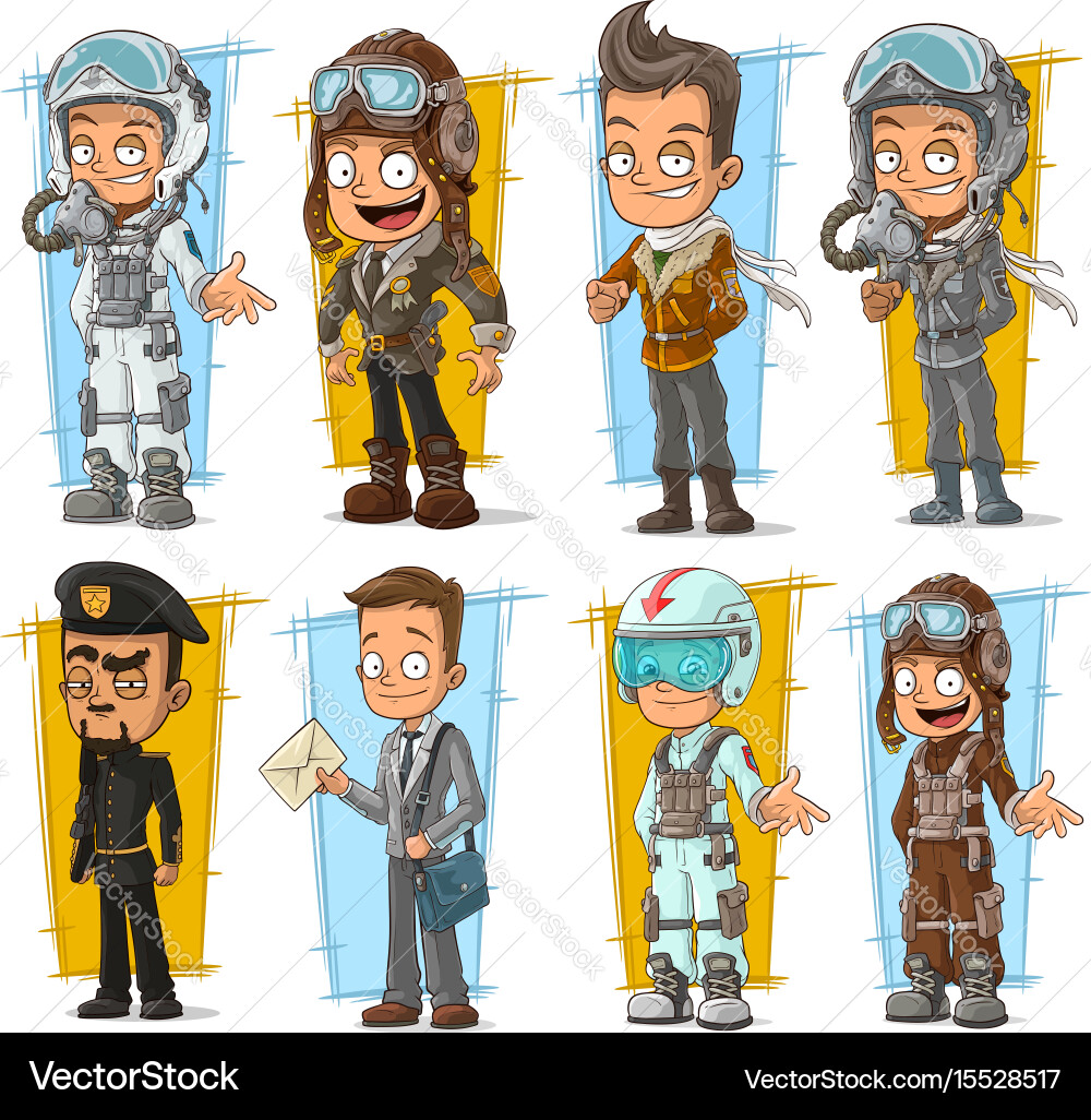 Pilot and Postman Character Set vector image