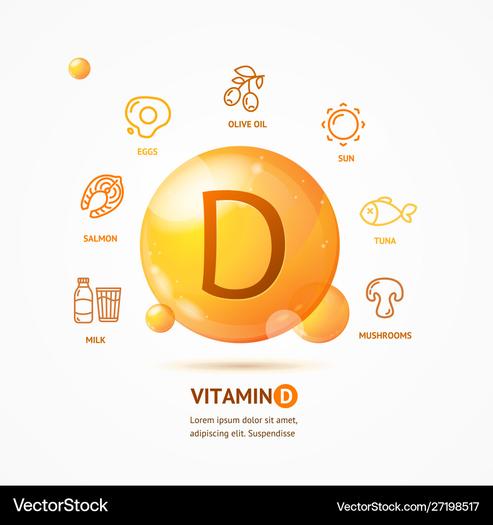 Realistic detailed 3d vitamin d card concept vector image