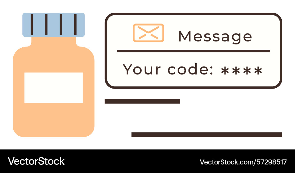 Secure message notification with verification code Secure message notification with verification code vector image