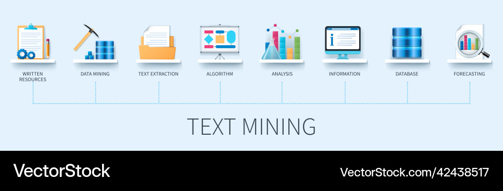 Text mining web infographics in 3d style Vector Image