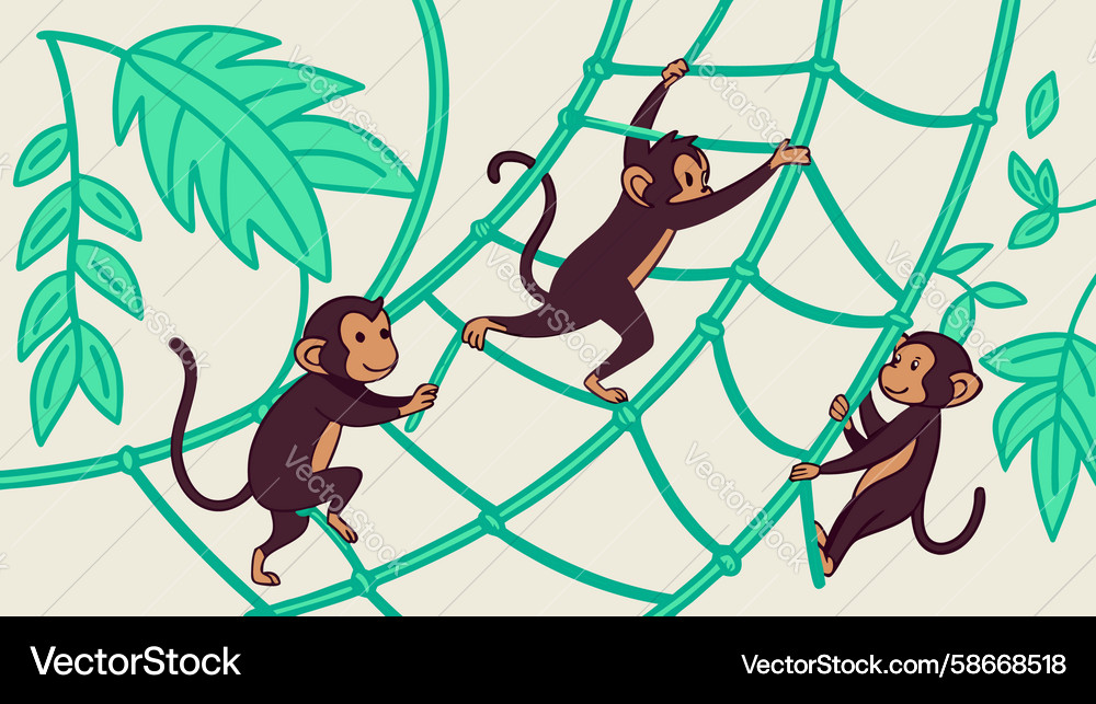 Agile monkeys climbing dynamic jungle movement Vector Image