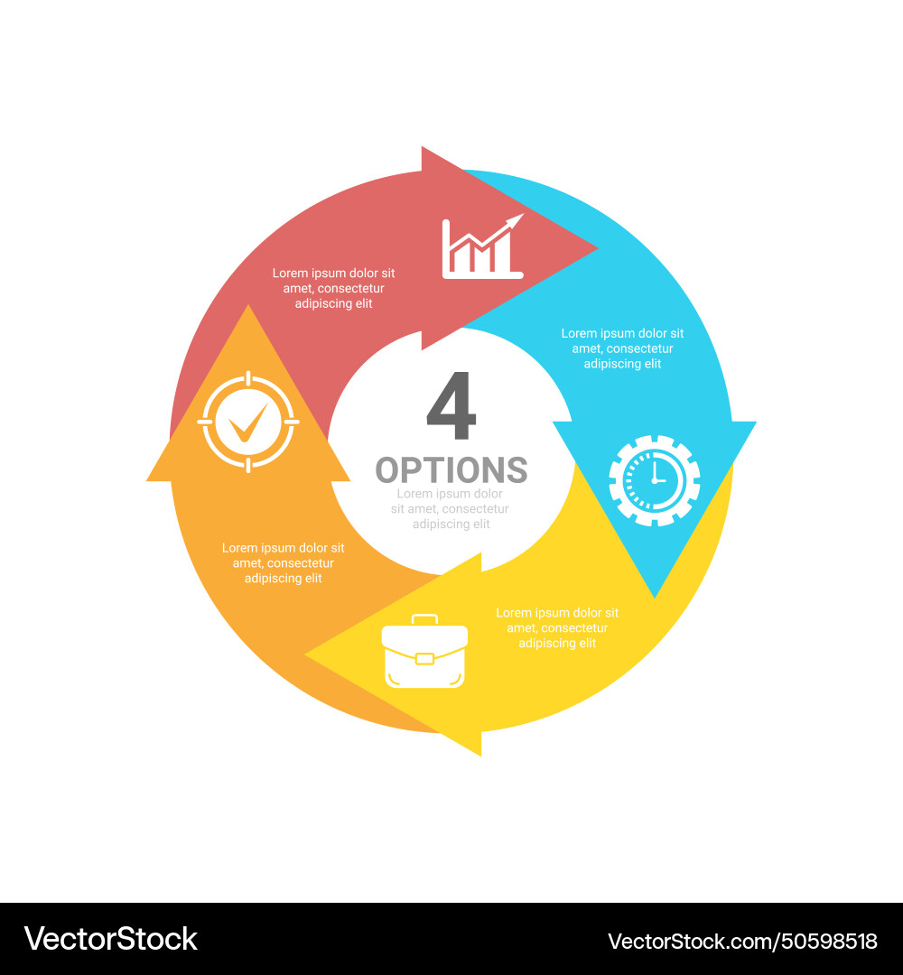 Circle business infographic template with 4 steps vector image