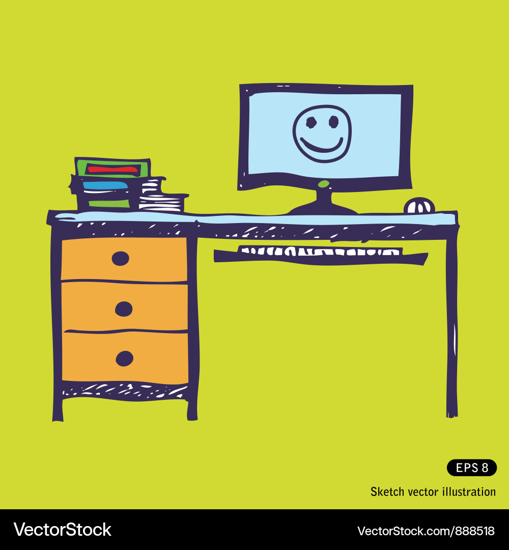 Computer desk vector image