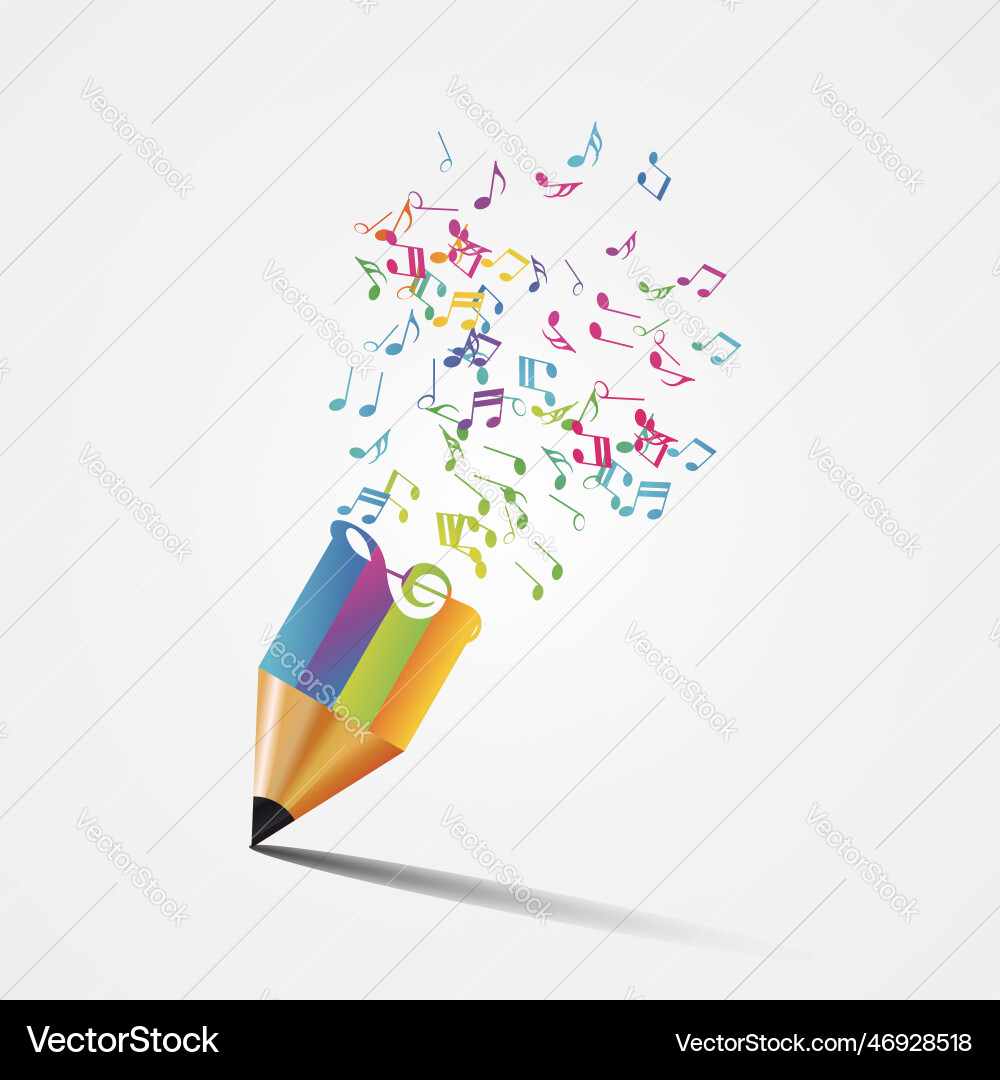 Creative colorful music pencil writing concept Creative colorful music pencil writing concept vector image