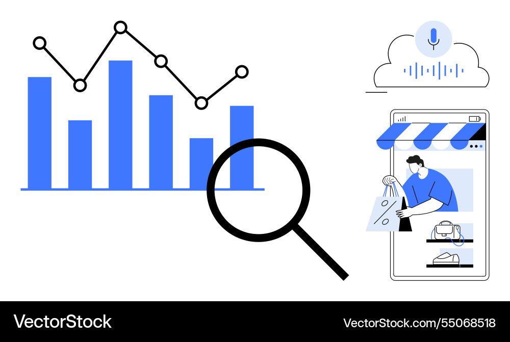 E-commerce and data analysis with graphs E-commerce and data analysis with graphs vector image