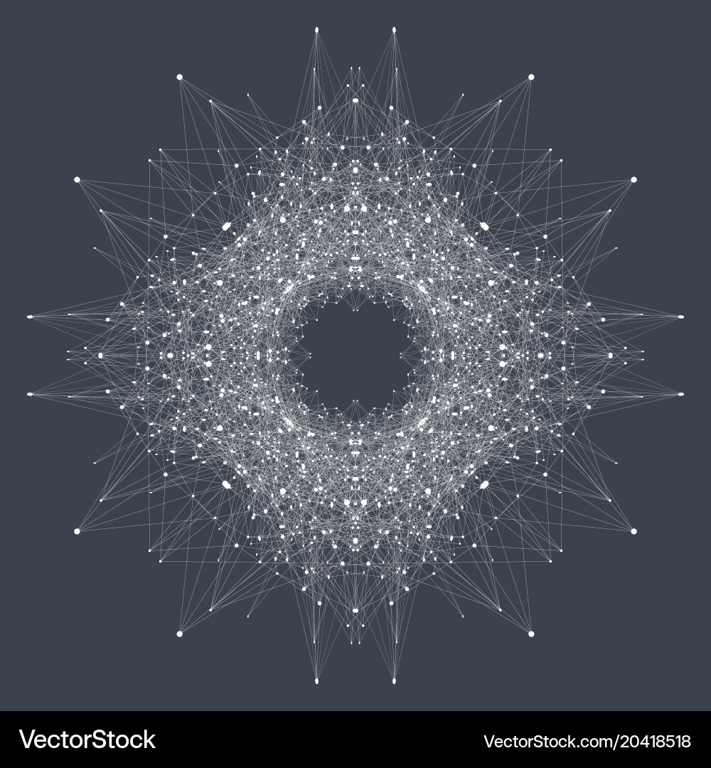 Fractal element with connected line and dots vector image