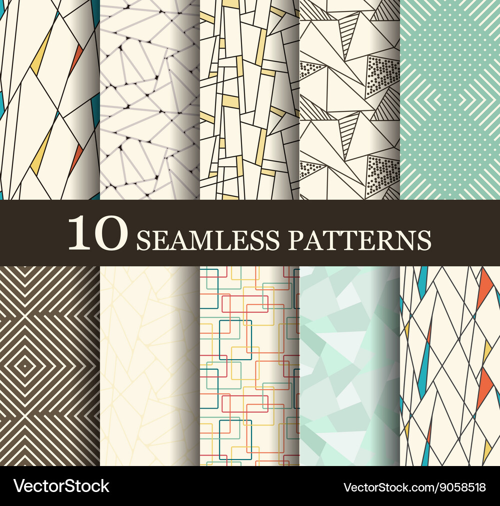 Geometric Pattern Set - Retro Style Vector Image