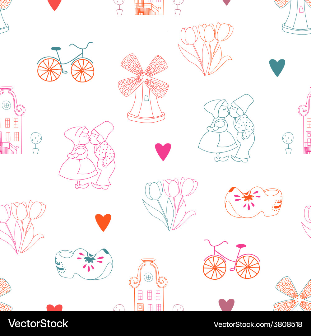 Seamless pattern with dutch ornaments Vector Image